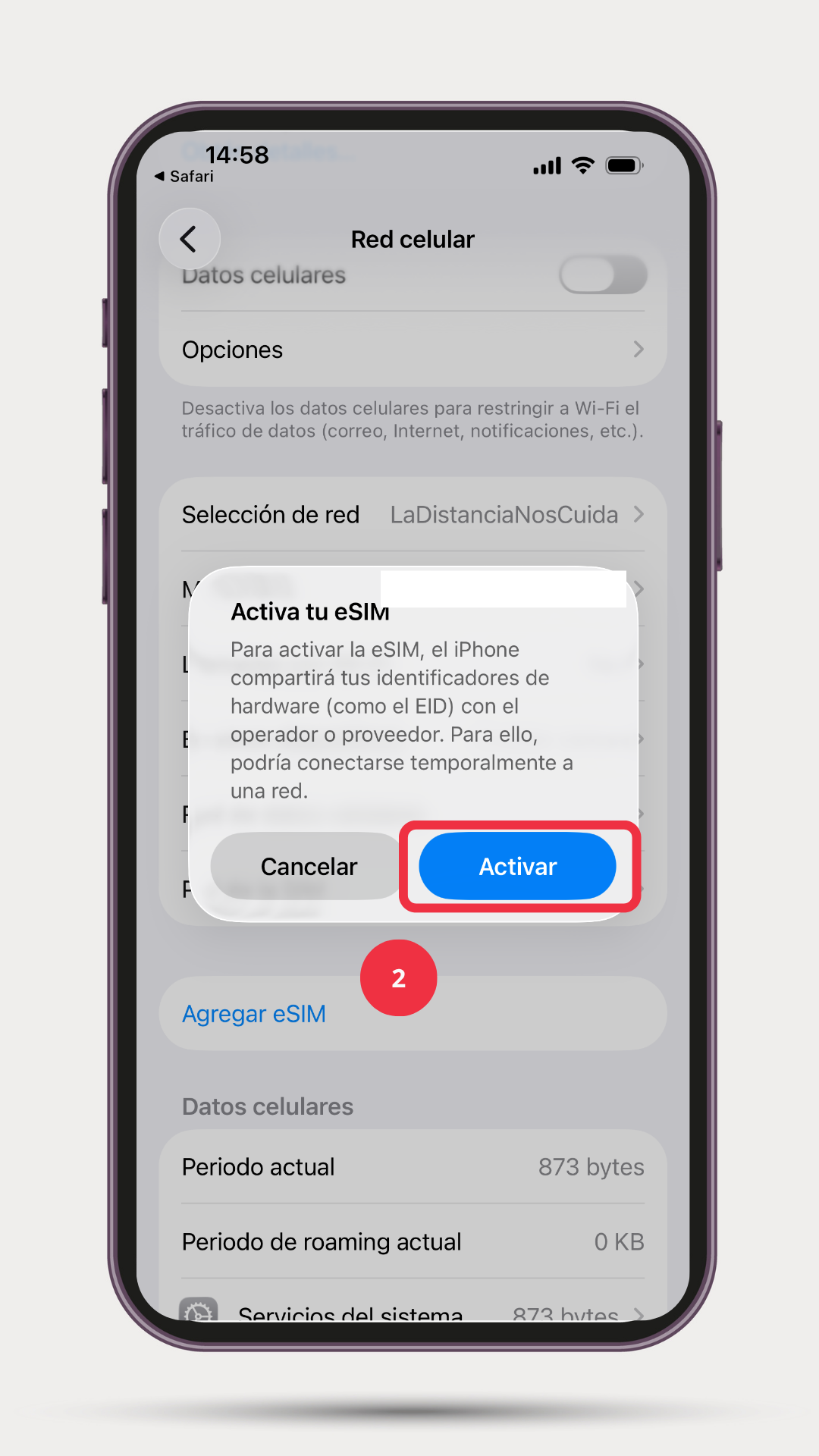 Paso 2: Elige la opción de activar / continuar