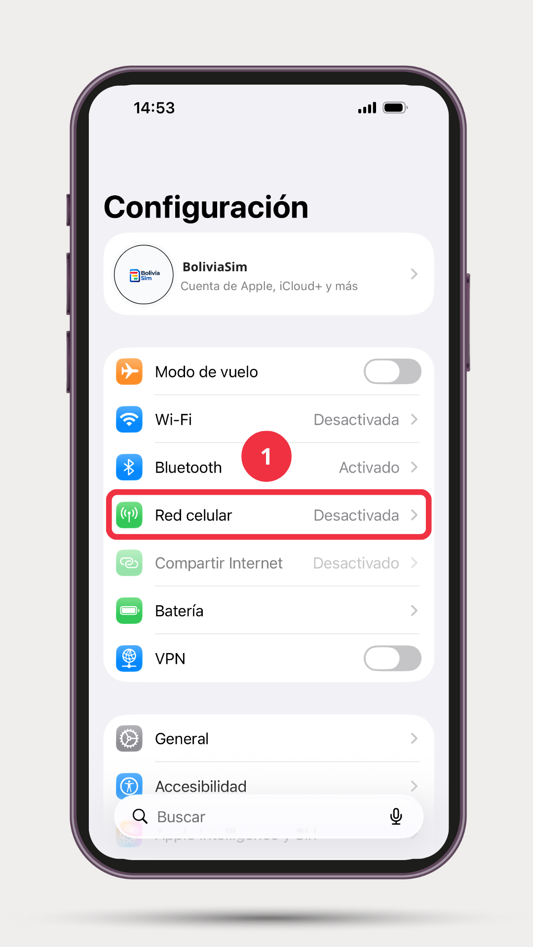 Paso 1: Entra a Ajustes → Datos móviles (Red celular)