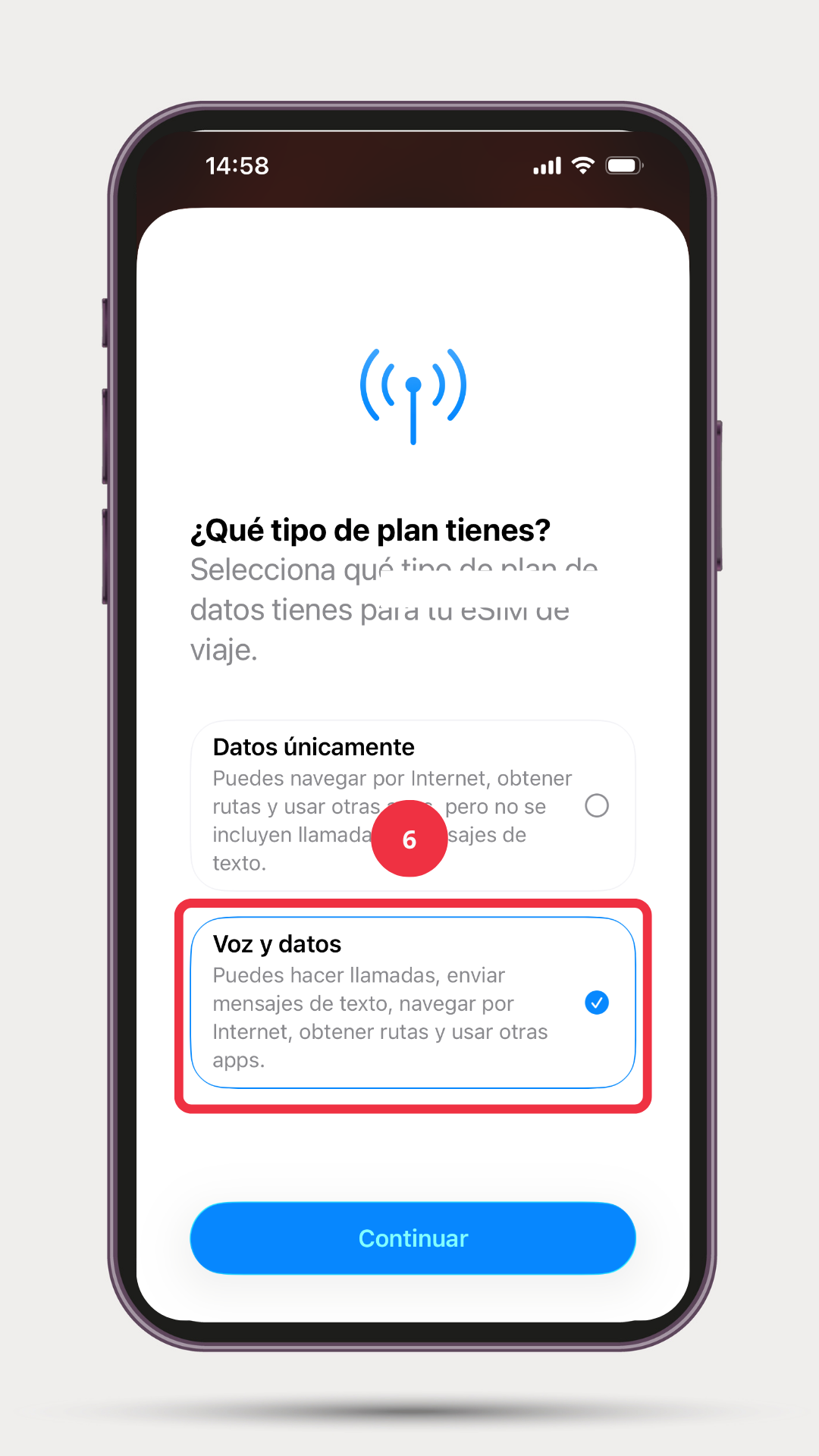Paso 6: Selecciona "Voz y datos"